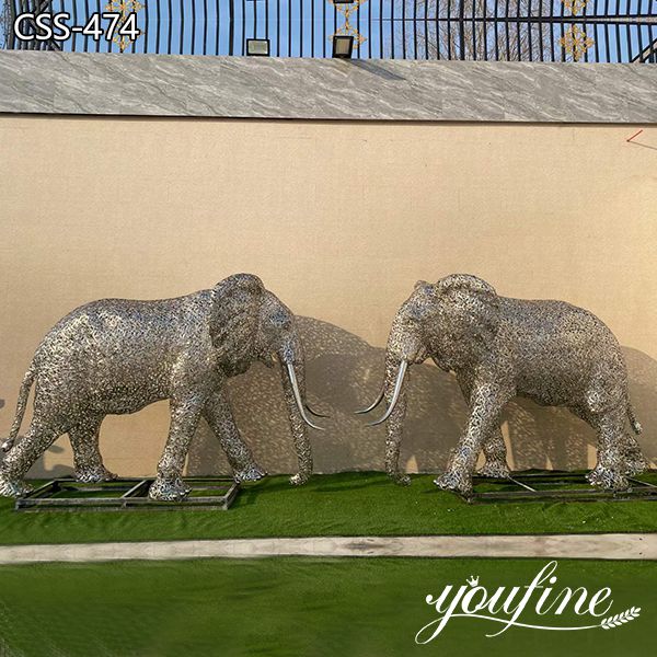 Wire Hollow Metal Elephant Sculpture with Lighting CSS-474 - Metal Elephant Sculpture - 3