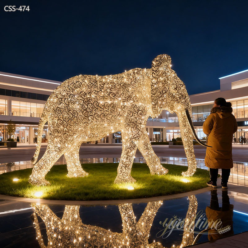 Wire Hollow Metal Elephant Sculpture with Lighting CSS-474