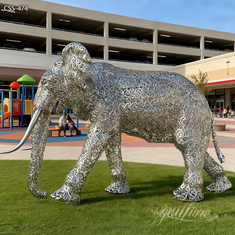 Wire Hollow Metal Elephant Sculpture with Lighting CSS-474 - Metal Elephant Sculpture - 2