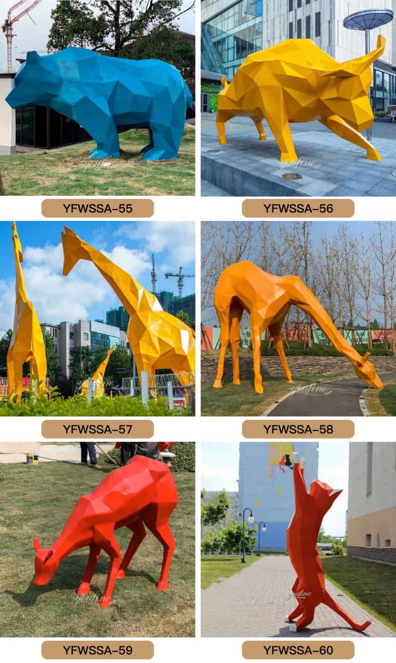Metal Giraffe Statue Geometric Design from Manufacturer CSS-472 - Garden Metal Sculpture - 2
