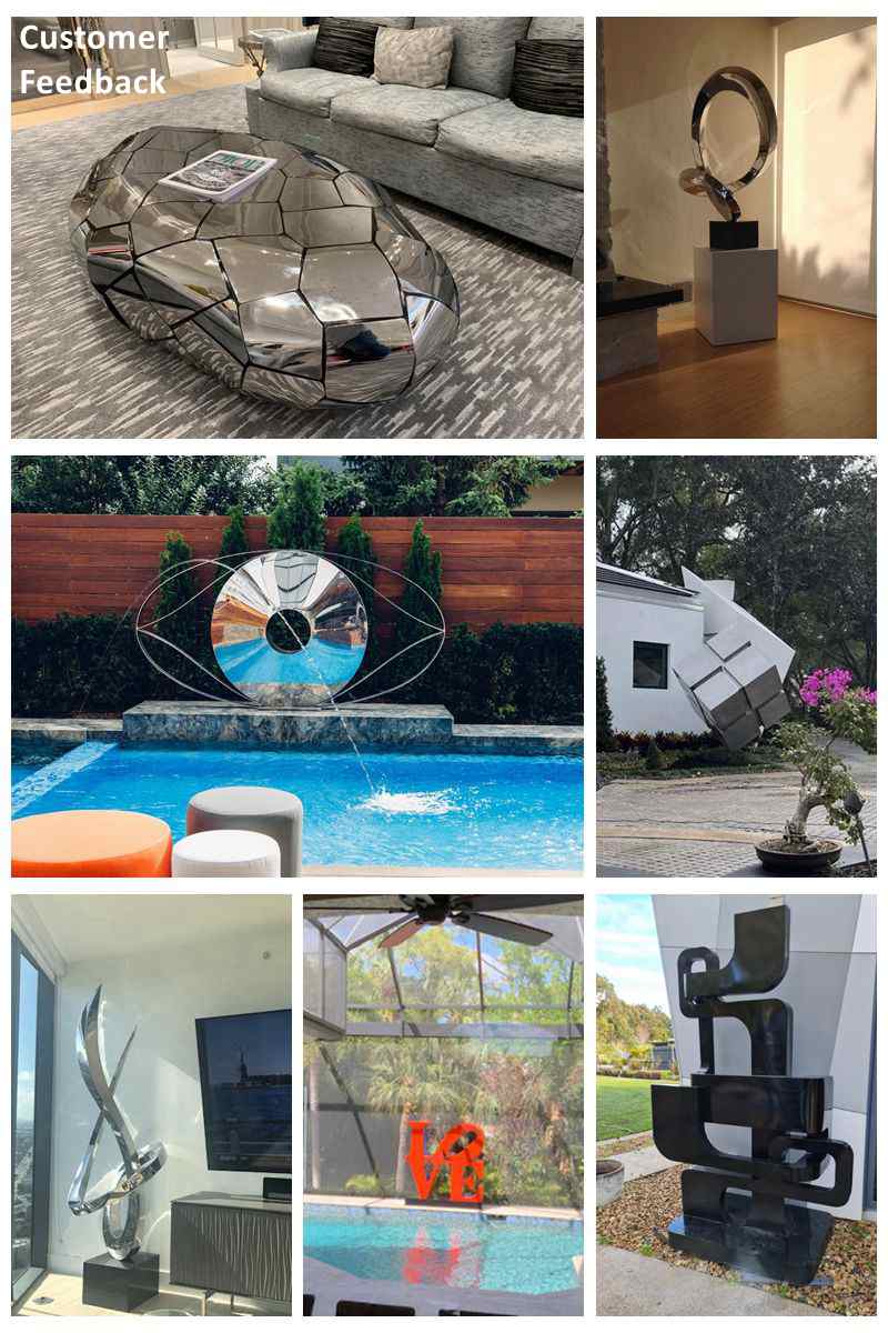 Modern Polished Stainless Steel Sculpture Home Decor for Sale CSS-434 - Square Sculpture - 4 large metal garden sculptures