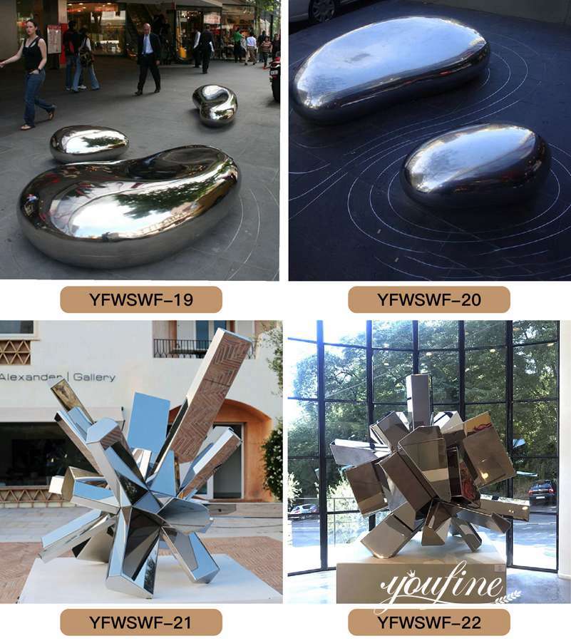 Mirror Stainless Steel Stone Sculpture Road Decor for Sale CSS-475 - Application Place/Placement - 4