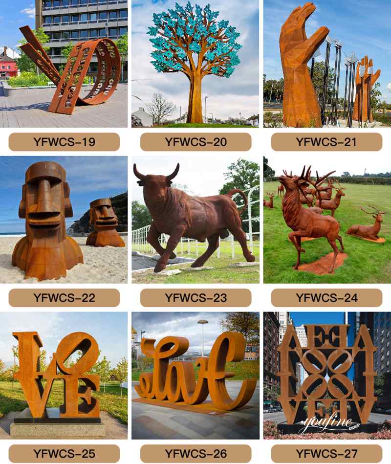 rusty metal garden sculptures