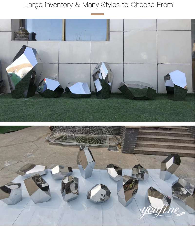 Mirror Stainless Steel Stone Sculpture Road Decor for Sale CSS-475 - Application Place/Placement - 3