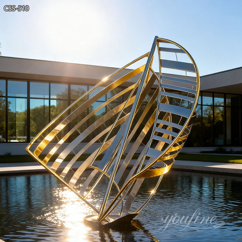 Abstract Metal Sailboat Sculpture for Sale CSS-510 - Metal Abstract Sculpture - 1 outdoor Abstract Metal Sailboat Sculpture