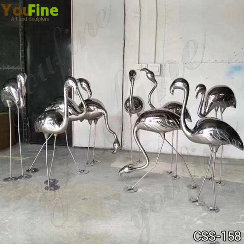 Metal Crane Statue Modern High Polished Art Decor Manufacturer CSS-158 - Center Square - 4