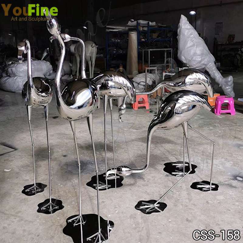 Metal Crane Statue Modern High Polished Art Decor Manufacturer CSS-158 - Center Square - 3