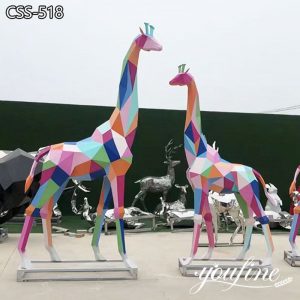 Metal Giraffe Sculpture Geometric Color Design Manufacturer CSS-518