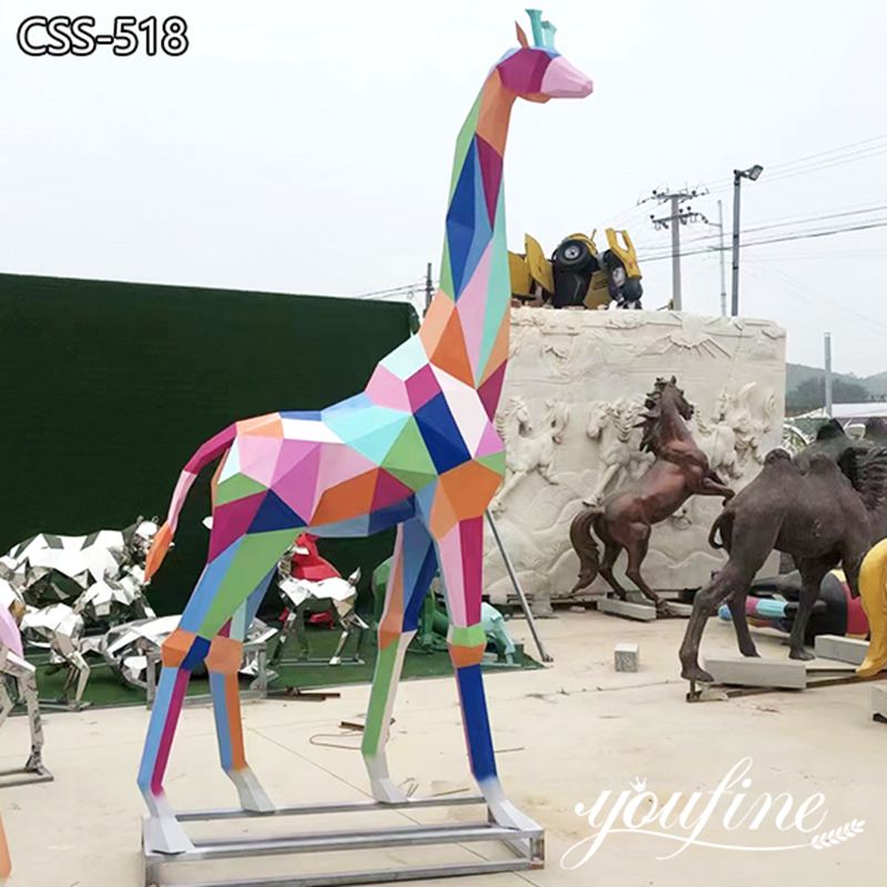 Metal Giraffe Sculpture Geometric Color Design Manufacturer CSS-518 (2)