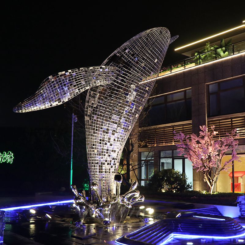 Metal Whale Sculpture Outdoor Water Feature Factory Supply