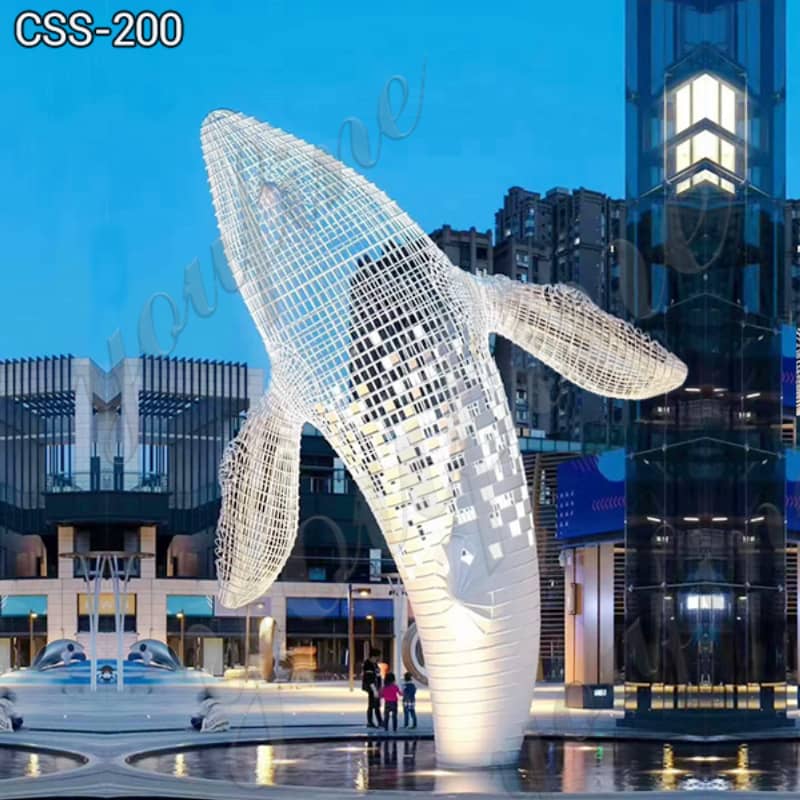 Metal Whale Sculpture Outdoor Water Feature Factory Supply CSS-200 (2)