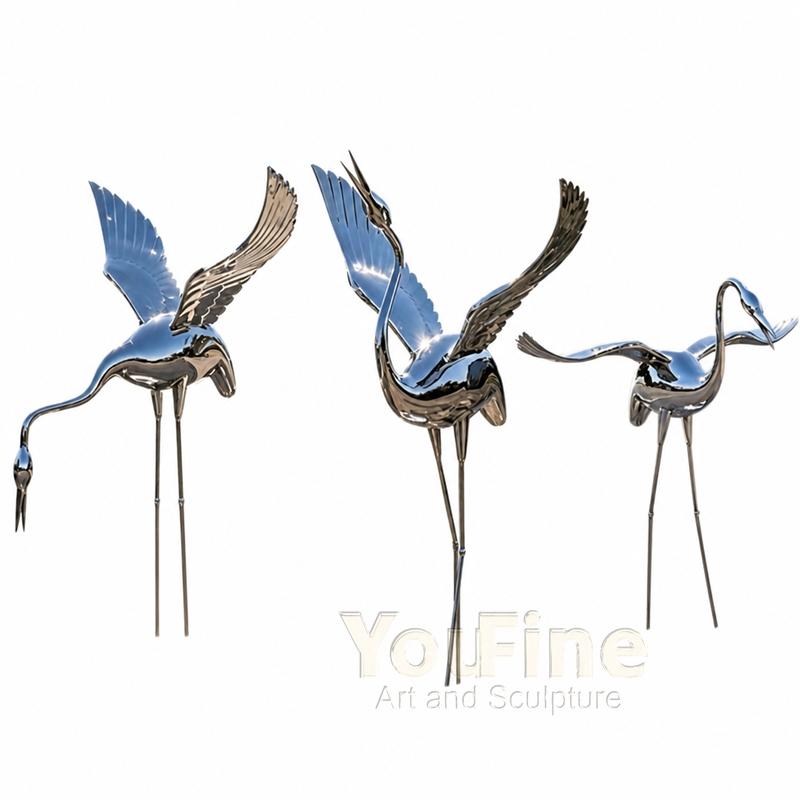 Modern High Polished Art Metal Crane Statue for Sale CSS-158 Modern High Polished Art Metal Crane Statue for Sale CSS-158