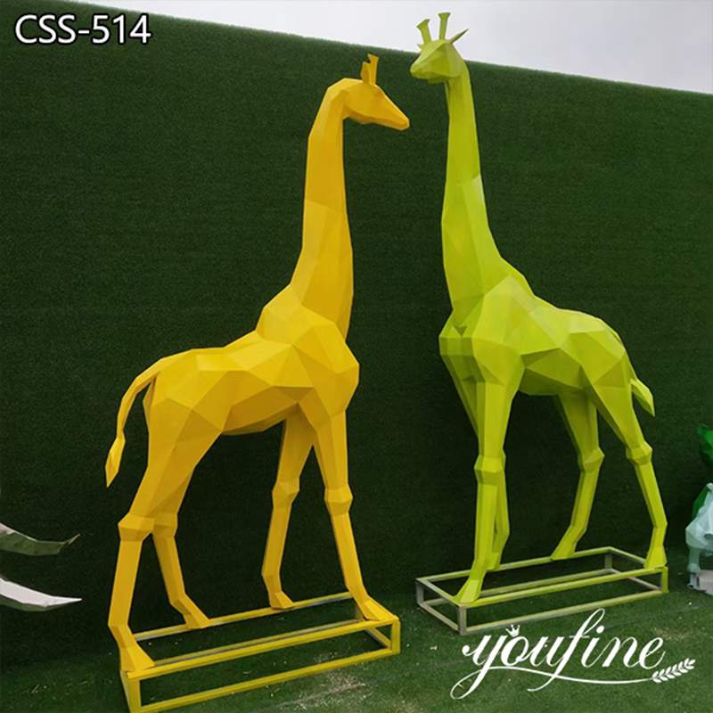 Modern Geometry Metal Giraffe Sculpture Garden Decor for Sale CSS-514 - Metal Animal Sculpture - 1
