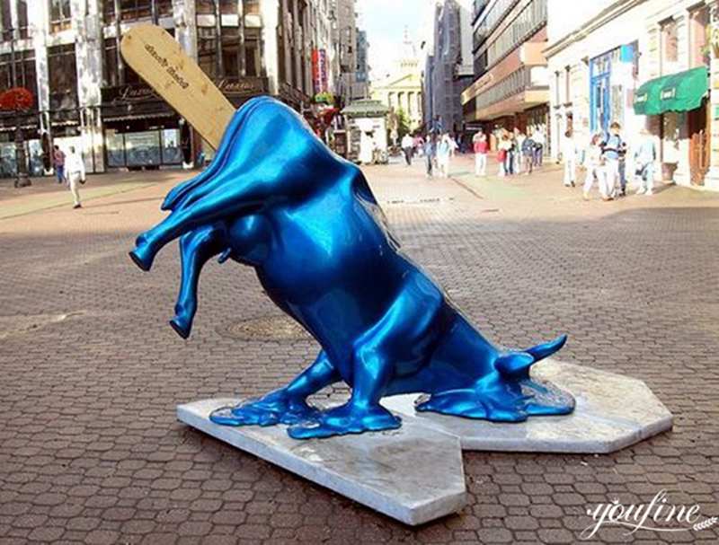 Contemporary Melting Cow Metal Sculpture Street Park Decor for Sale CSS-512 - Metal Animal Sculpture - 1