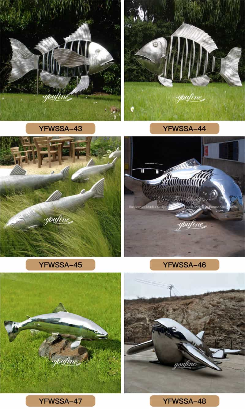 Stainless Steel Fish Sculpture Modern Lawn Decor Manufacturer CSS-142 - Garden Metal Sculpture - 5