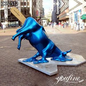 Contemporary Melting Cow Metal Sculpture Street Park Decor for Sale CSS-512