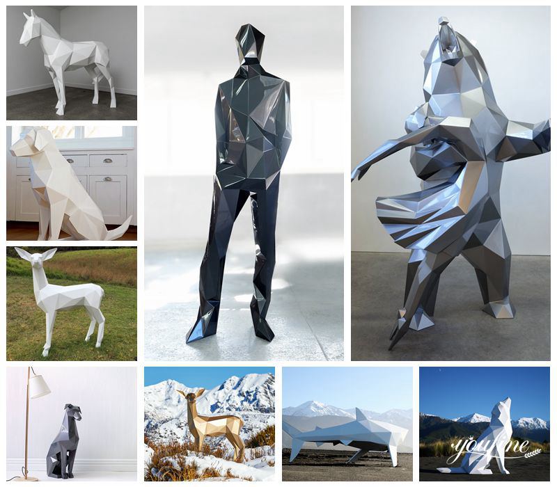 Life-Size Geometry Metal Deer Statue Modern Art Decor for Sale CSS-56 - Metal Animal Sculpture - 2