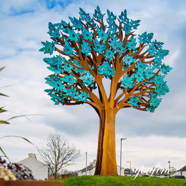 corten steel tree sculpture