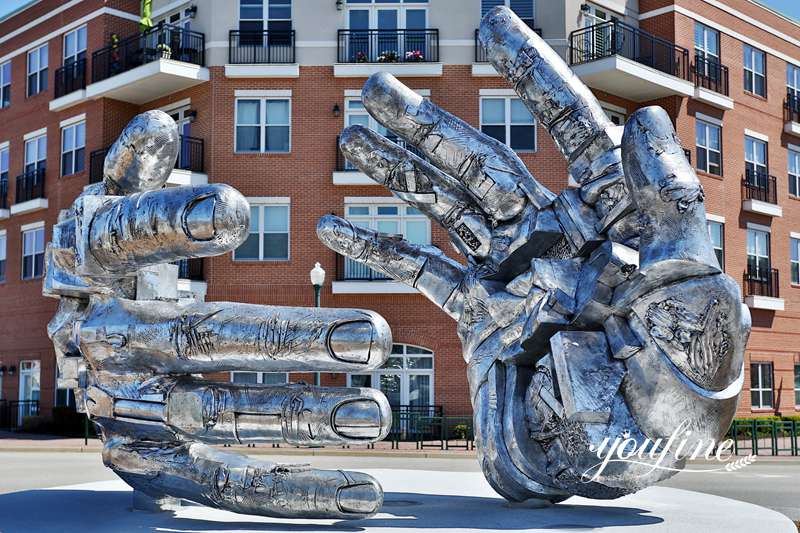 metal hand sculpture