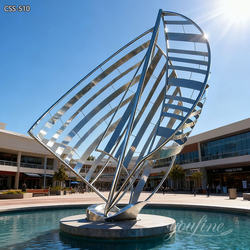 large modern stainless steel Abstract Sailboat Sculpture