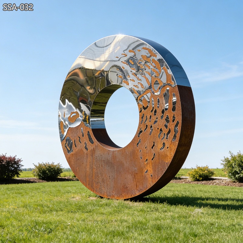 Stainless Steel and Corten Steel Ring Sculpture