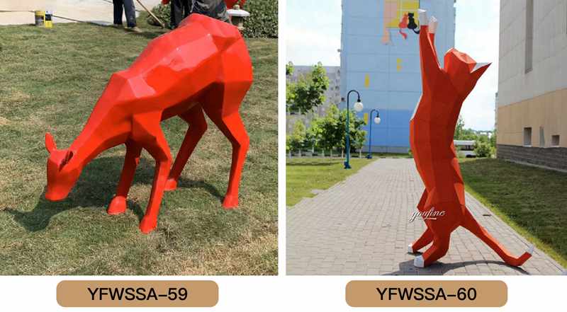 Modern Geometry Metal Giraffe Sculpture Garden Decor for Sale CSS-514 - Metal Animal Sculpture - 5