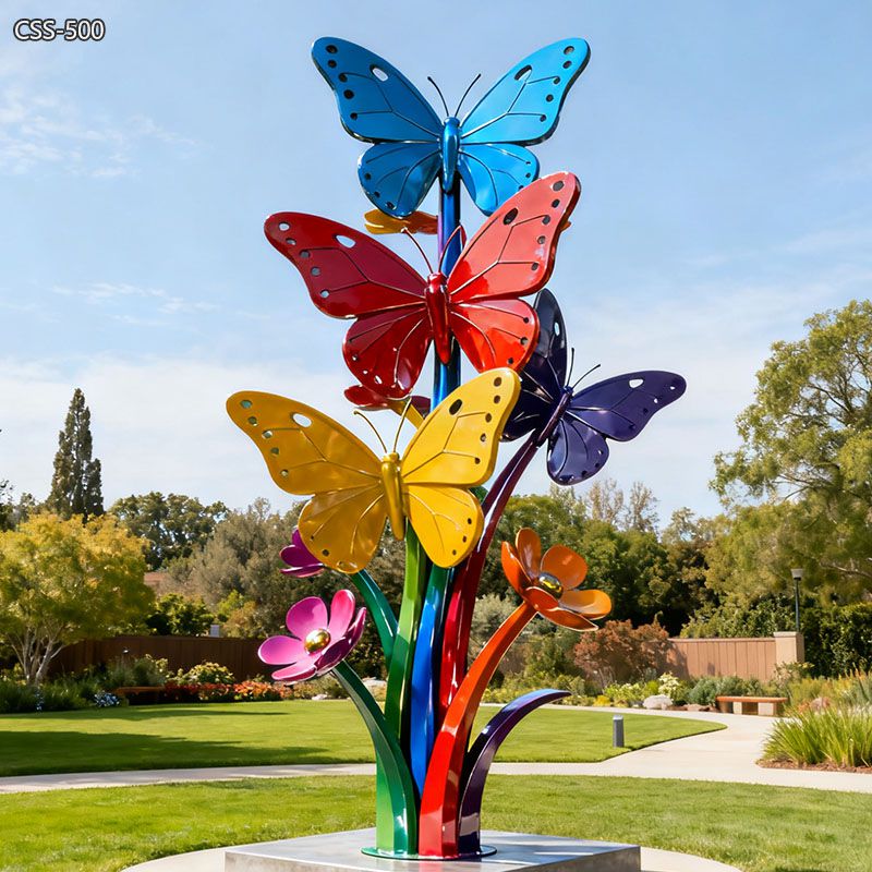Colorful Metal Outdoor Butterfly Sculpture CSS-500 - Metal Animal Sculpture - 5