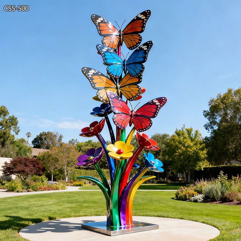 Colorful Metal Outdoor Butterfly Sculpture CSS-500 - Metal Animal Sculpture - 2
