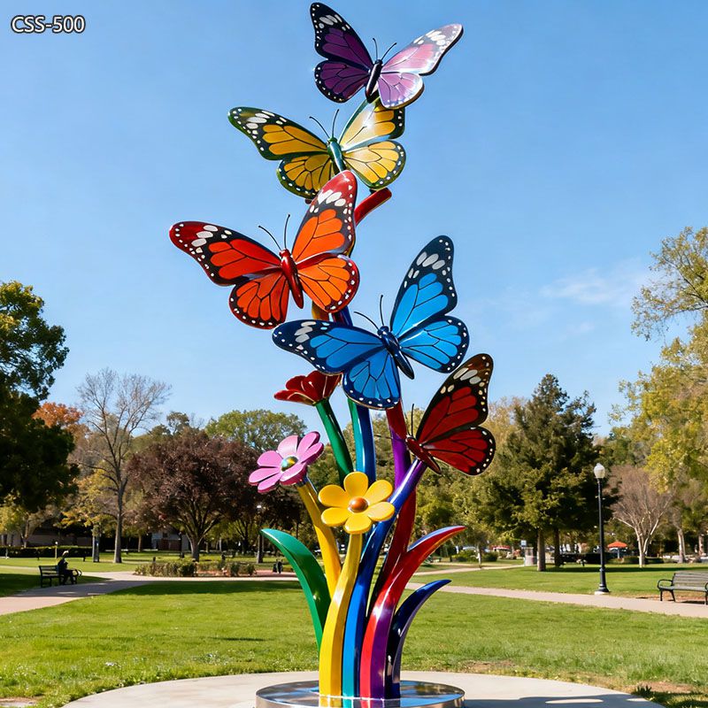Colorful Metal Outdoor Butterfly Sculpture CSS-500 - Metal Animal Sculpture - 1
