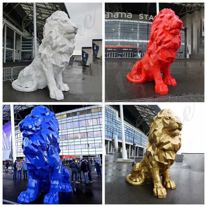 Geometric Lion Statue Modern Metal Outdoor Decor Manufacturer CSS-578 - Garden Metal Sculpture - 2