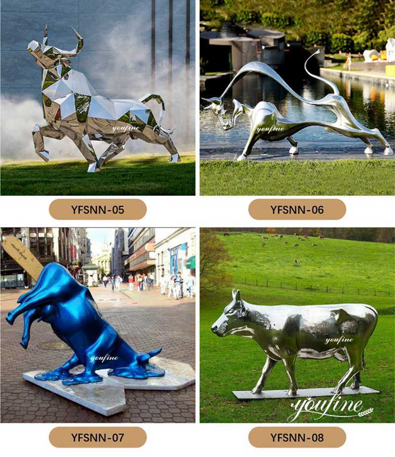 Abstract Bull Sculpture Stainless Steel Modern Outdoor Decor CSS-582 - Garden Metal Sculpture - 3