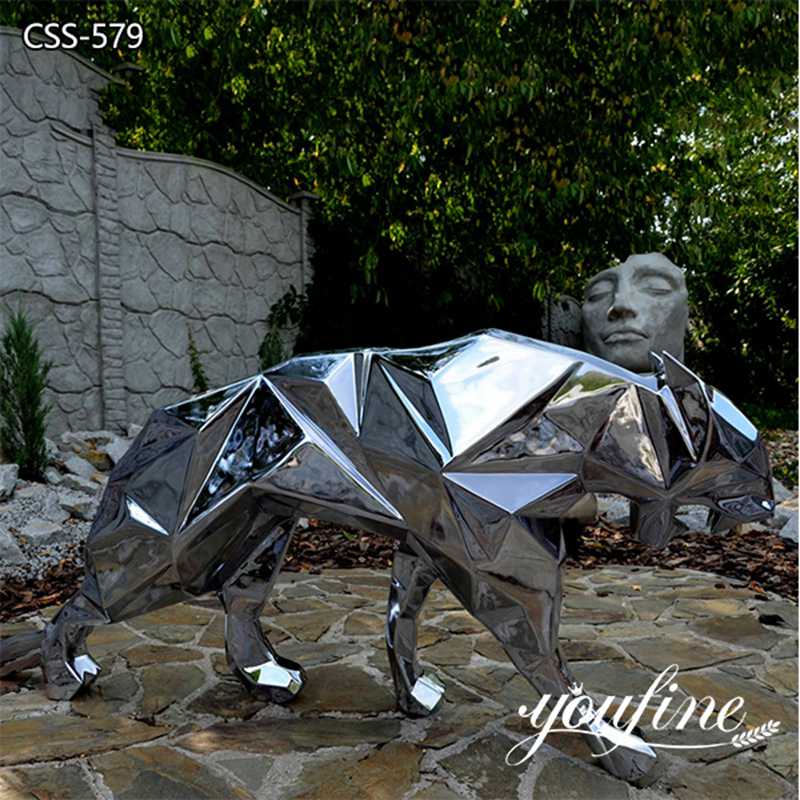 Metal Leopard Statue Modern Geometric Outdoor Decor Manufacturer CSS-579 - Garden Metal Sculpture - 2