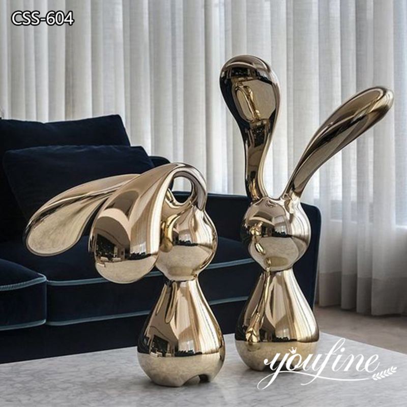 Stainless Steel Rabbit Sculpture Modern Art Decor for Sale CSS-604