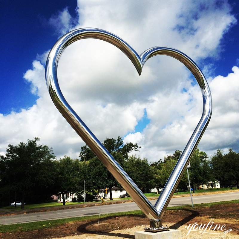 Large Stainless Steel Outdoor Modern Sculpture Heart Shape Art Decoration CSS-575 - Mirror Stainless Steel Sculpture - 1