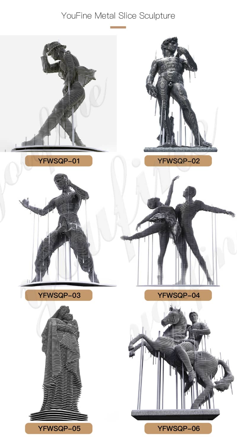 Metal Figure Sculpture Apollo With Bow Sliced Stainless Steel Art CSS-583 - Garden Metal Sculpture - 2