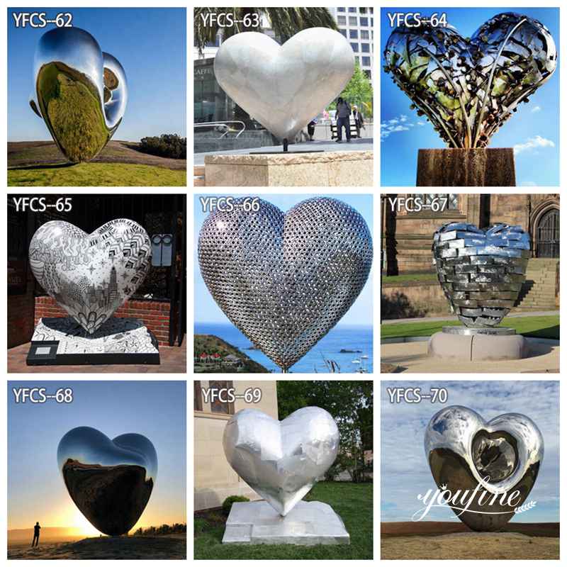 Metal Heart Sculpture Contemporary Stainless Steel Decor Manufacturer CSS-546 - Garden Metal Sculpture - 4