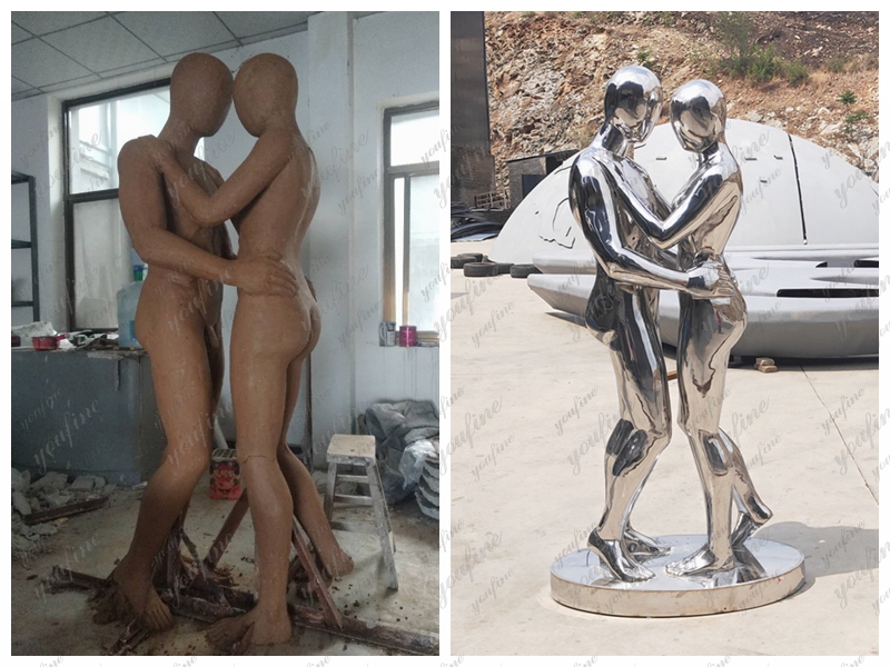 couple figure deisgn stainless steel outdoor sculpture for sale