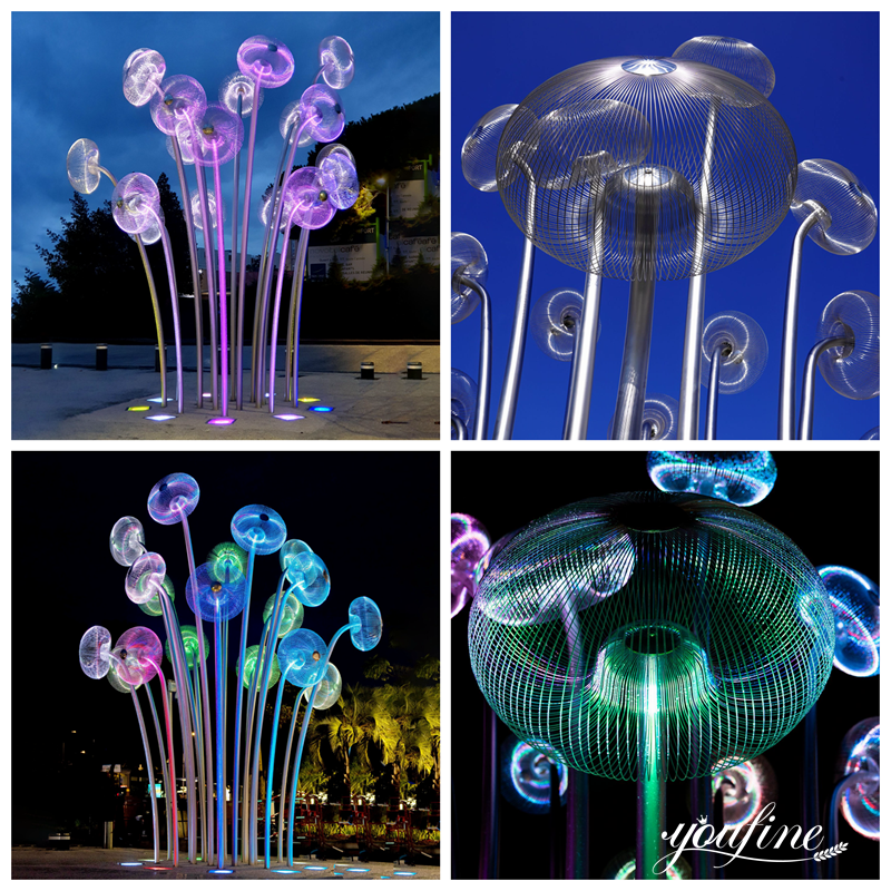 Metal Garden Flowers Bubble Forest Light Sculpture Outdoor Decor CSS-581 - Metal Flower Sculpture - 2