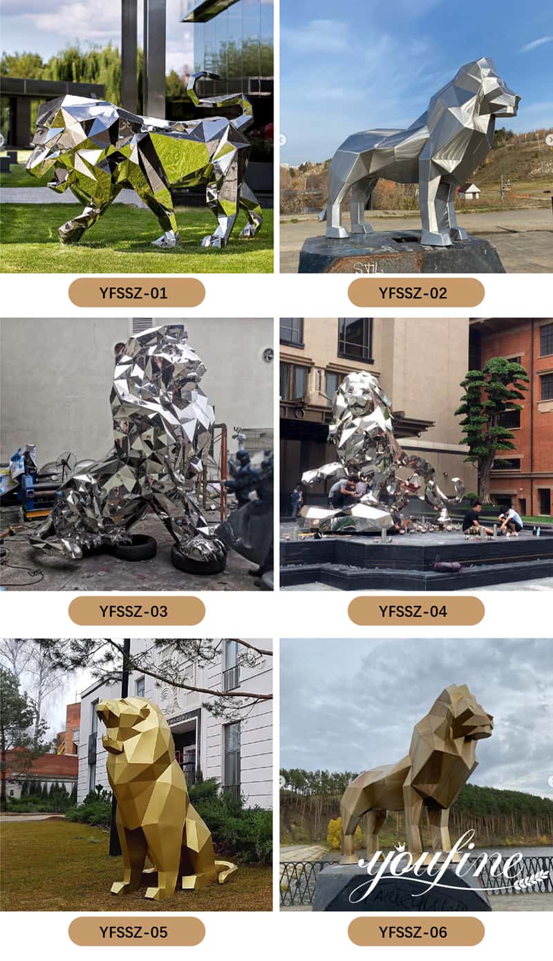 Geometric Lion Statue Modern Metal Outdoor Decor Manufacturer CSS-578 - Garden Metal Sculpture - 3