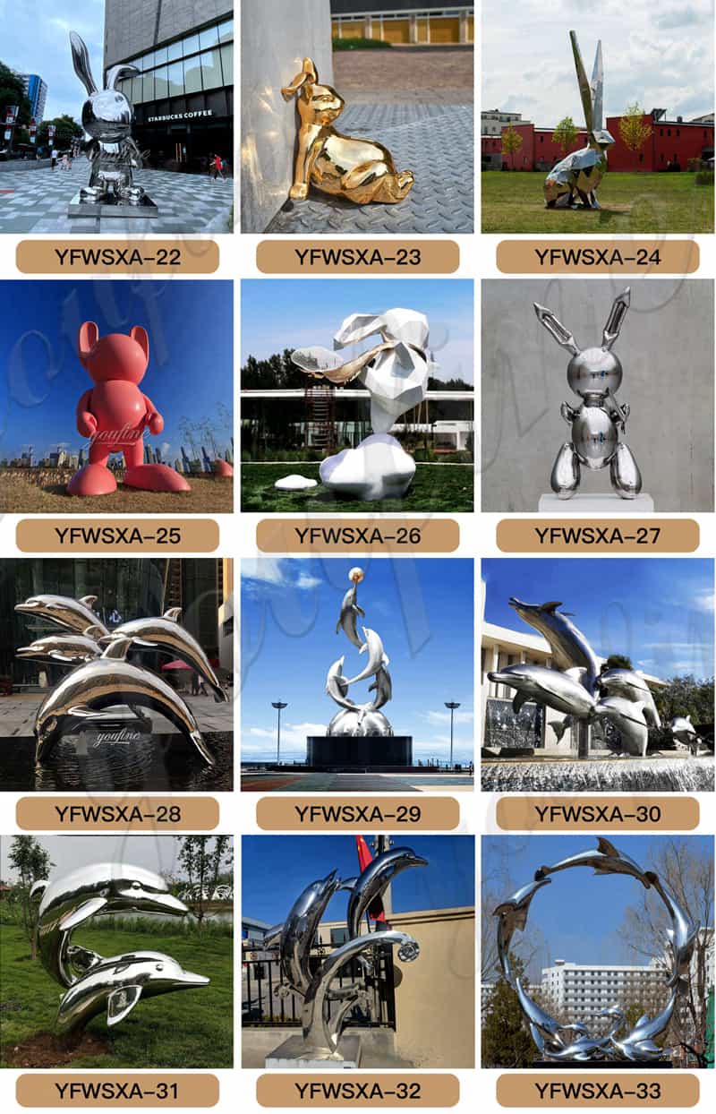 stainless steel rabbit sculpture-YouFine Sculpture