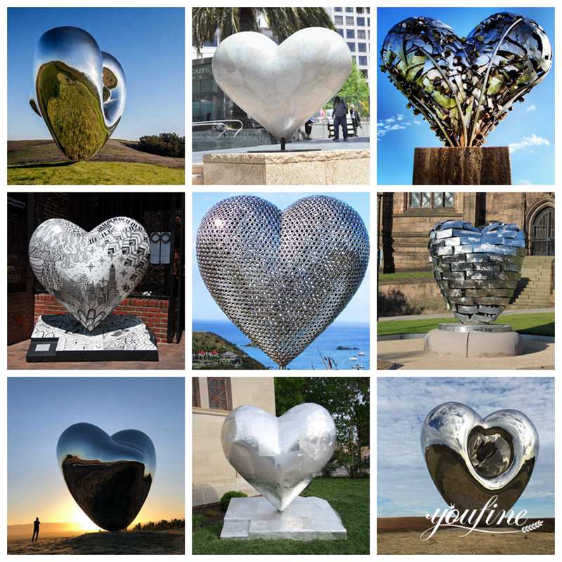 Large Stainless Steel Outdoor Modern Sculpture Heart Shape Art Decoration CSS-575 - Mirror Stainless Steel Sculpture - 4