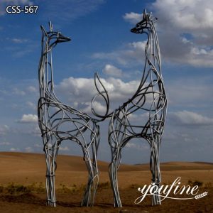 Wire Giraffe Sculpture Stainless Steel Modern Art Decor Factory Supply CSS-567