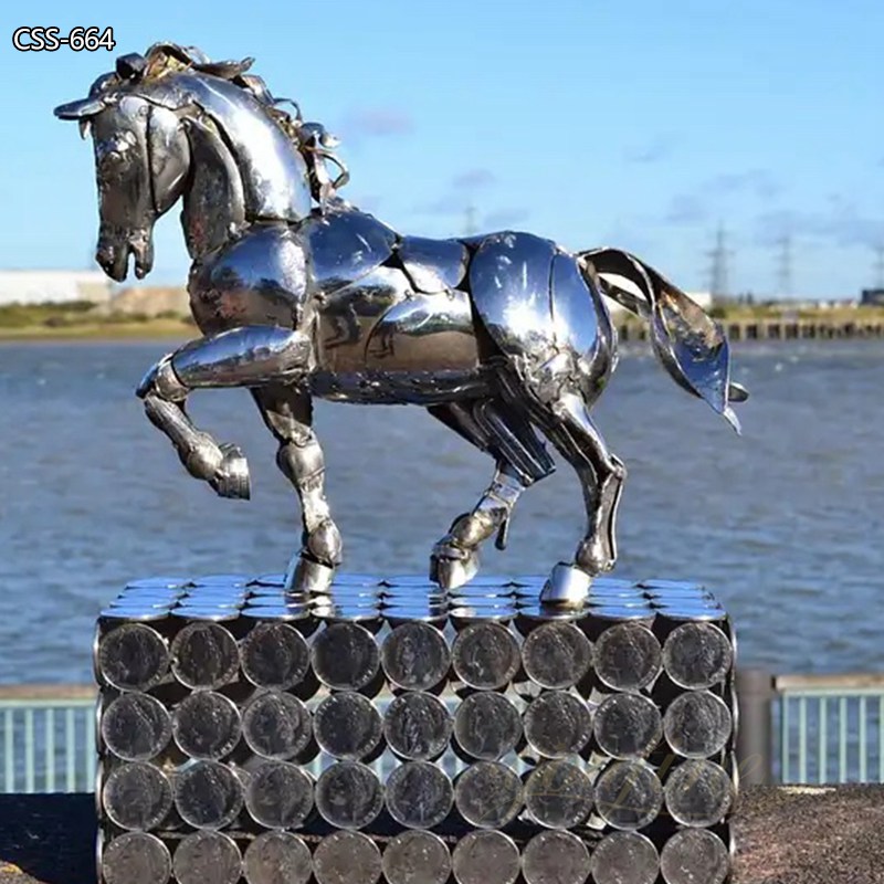 Metal Horse Sculpture Outdoor Stainless Steel Art Decor for Sale