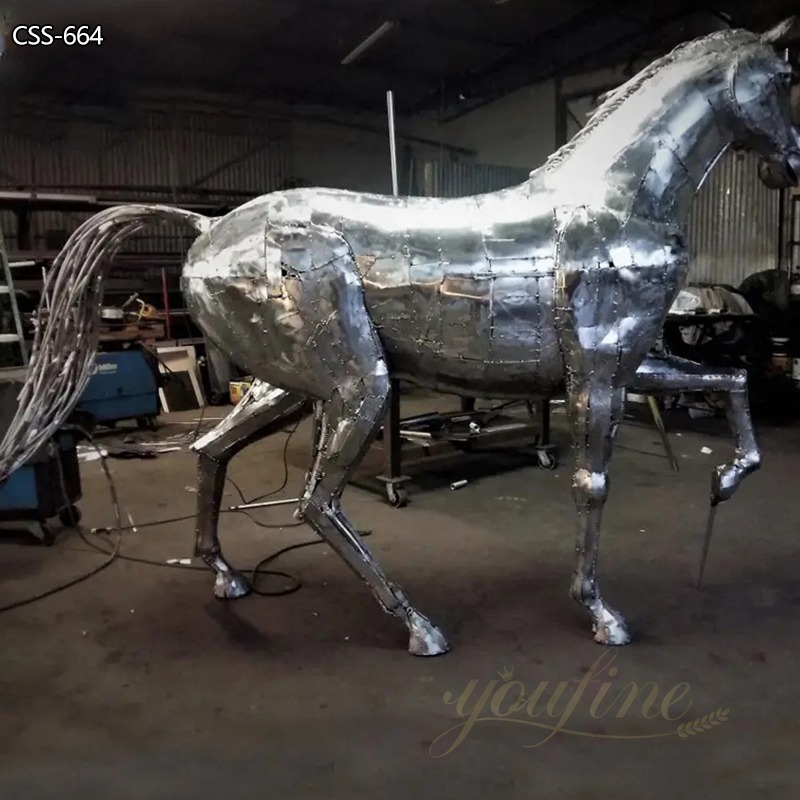 Metal Horse Sculpture Outdoor Stainless Steel Art Decor for Sale