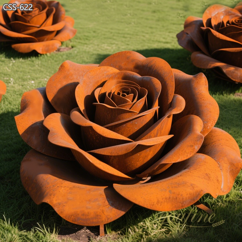 vivid rose Acier Corten Sculpture sculpture