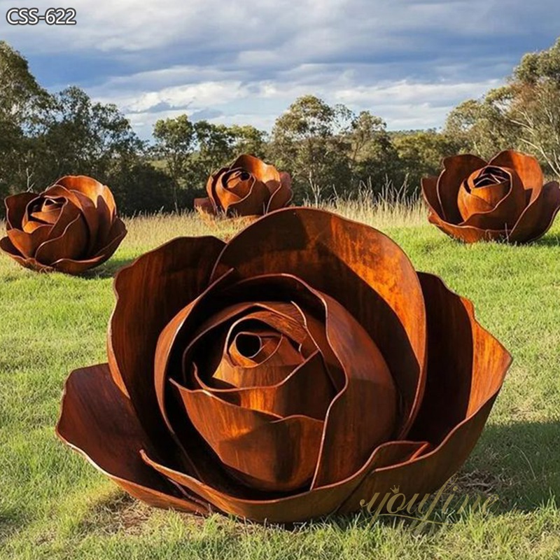 Acier Corten Sculpture Flower Outdoor for Lawn CSS-622