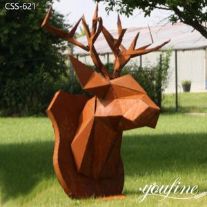 Geometric Deer Head Sculpture Large Metal Outdoor Decor for Sale CSS-621