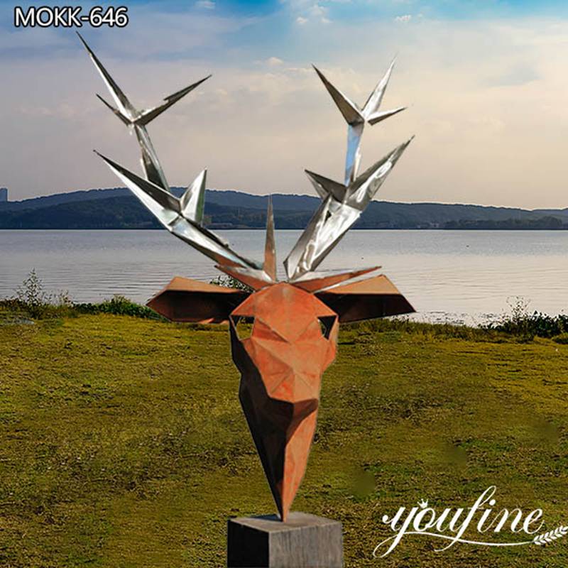 Geometric Deer Head Sculpture Large Metal Outdoor Decor for Sale CSS-621 (3)