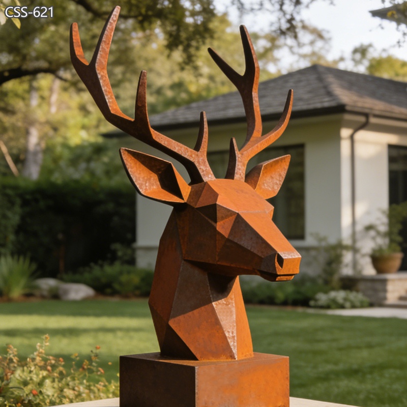 metal deer head sculpture
