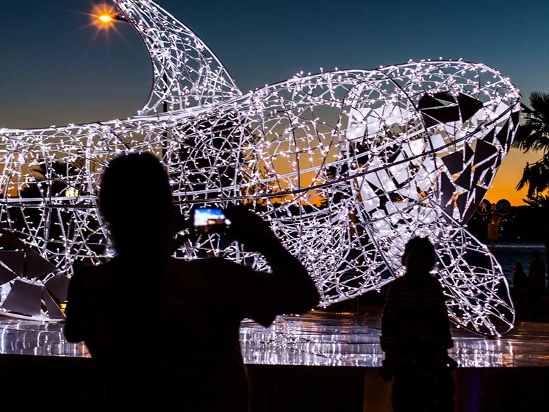 Metal Outdoor Light Art Whale Sculpture Lumiere Festival Decor CSS-641 - Metal Outdoor Light Sculpture - 2